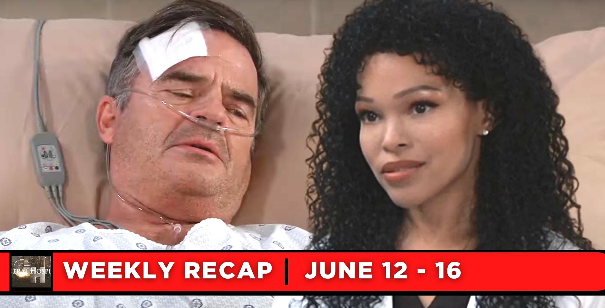 general hospital recaps for june 12 – june 16, 2023, two images ned and portia.