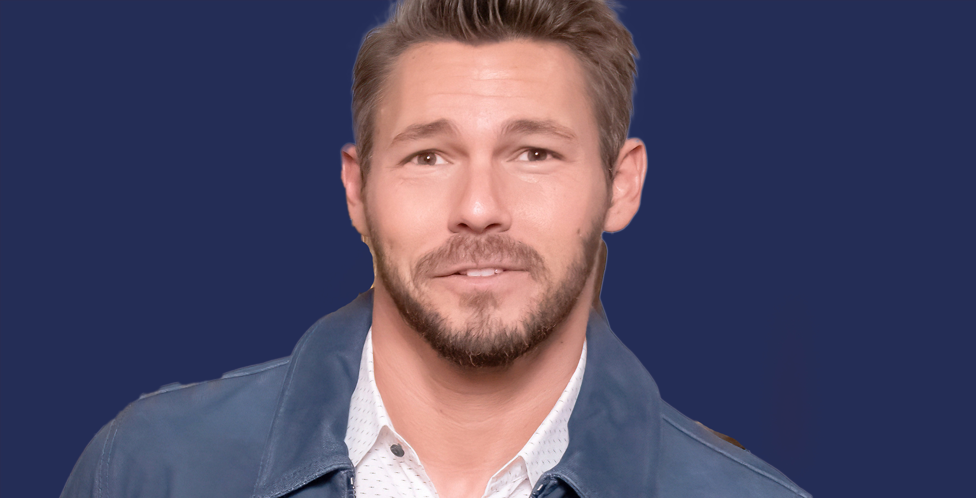 scott clifton of the bold and the beautiful against a blue background.