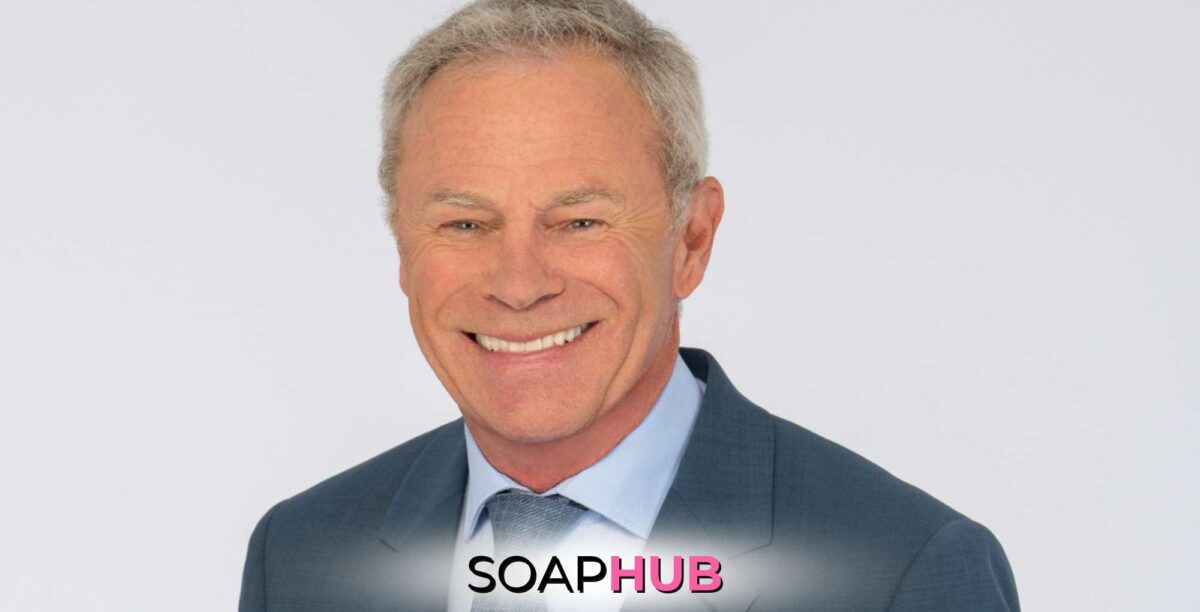 Tristan Rogers with the Soap Hub logo.