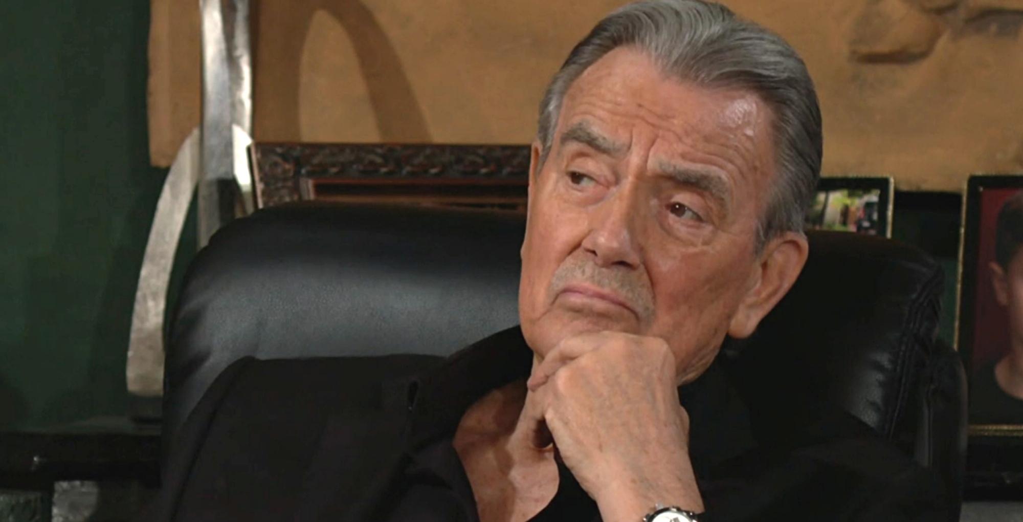 the young and the restless recap for june 23, 2023, has victor newman with his hand on his chin sitting at the office.