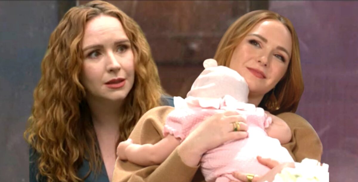 double image of mariah copeland and with her daughter aria on the young and the restless.