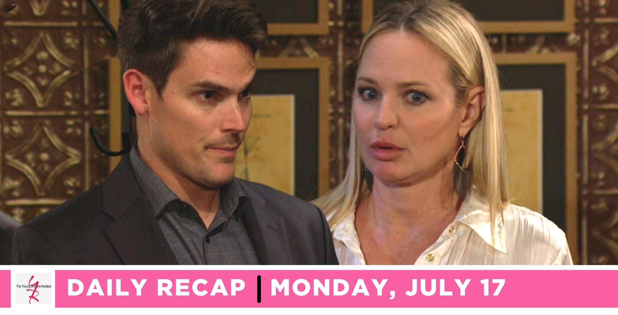 young and the restless recap for july 17, 2023, has sharon getting a shock from adam.