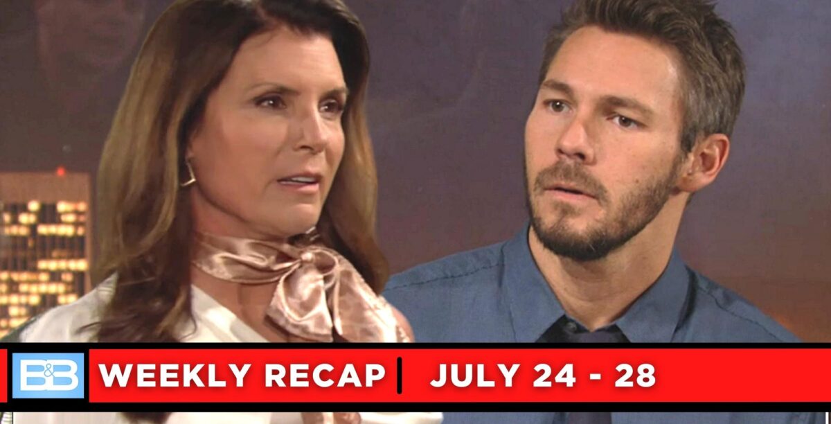 the bold and the beautiful recaps for july 24 – july 28, 2023, two images sheila and liam.
