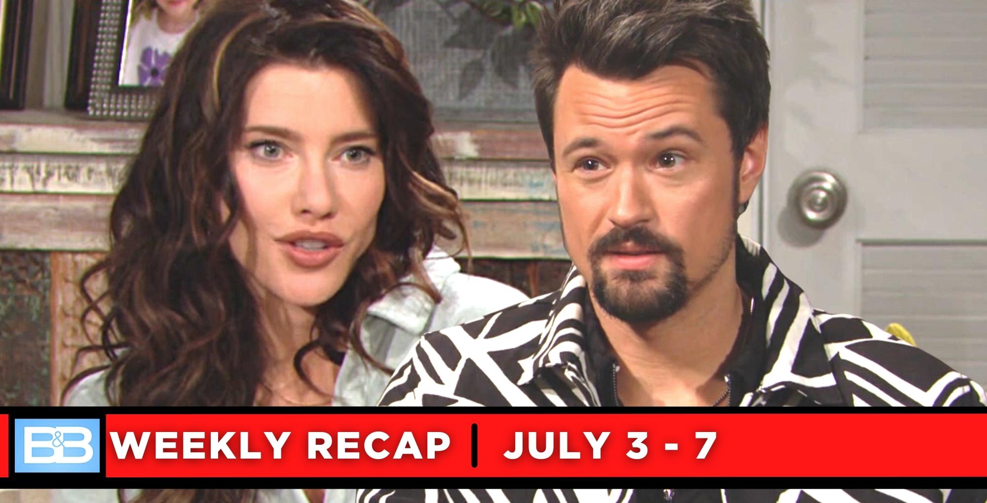 the bold and the beautiful recaps for july 3 – july 7, 2023, two images steffy and thomas.