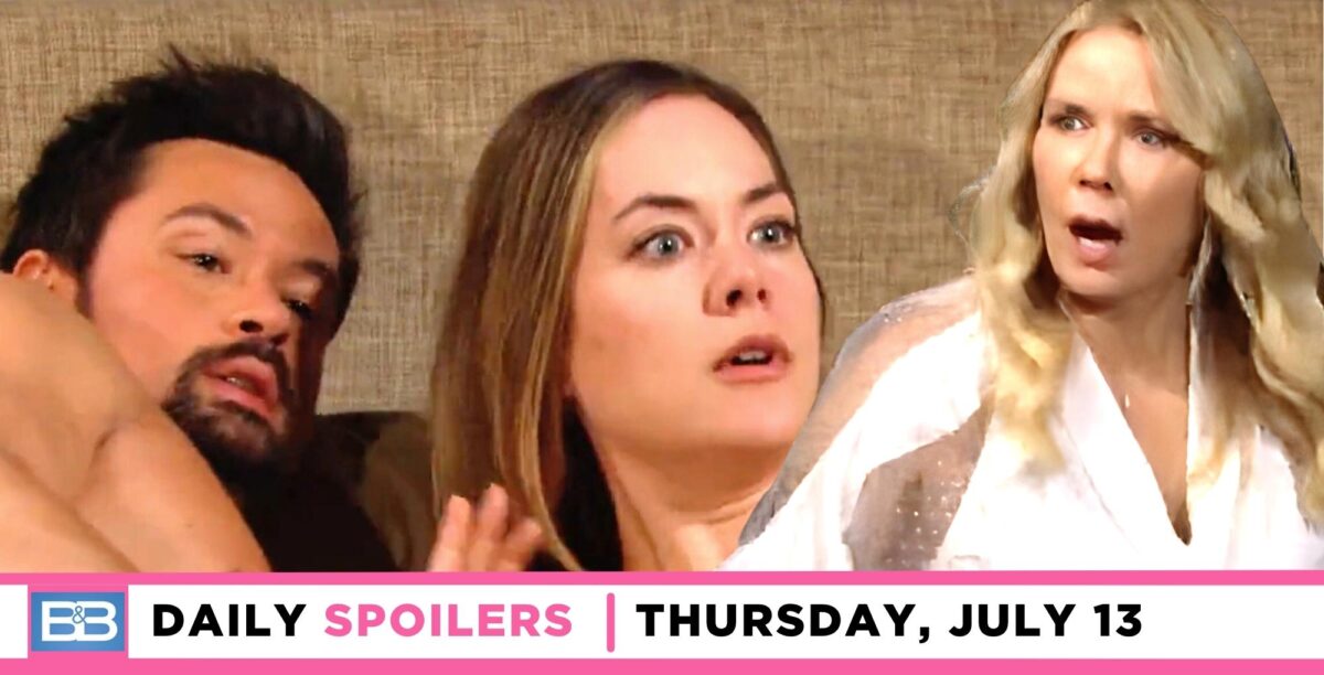 the bold and the beautiful spoilers for july 13, 2023, have brooke finding thomas and hope in bed.