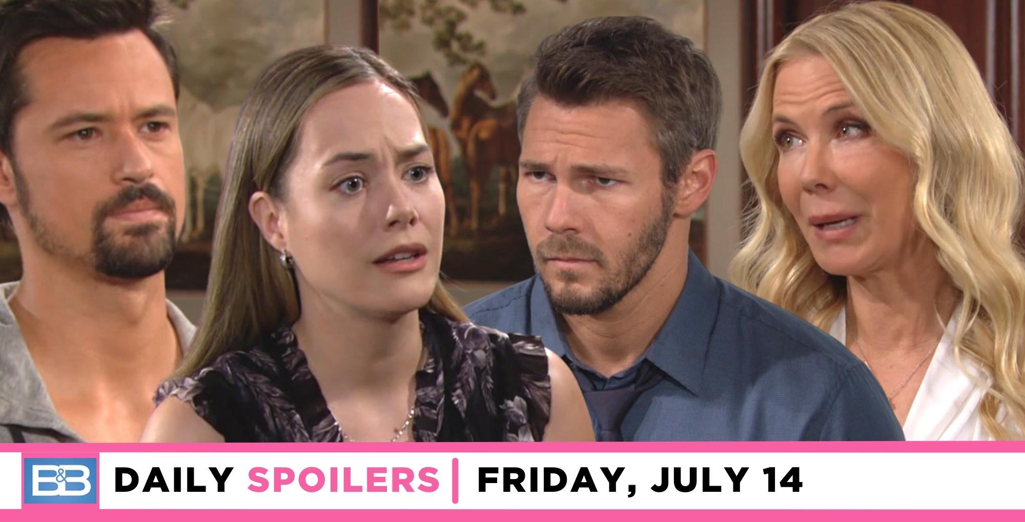 the bold and the beautiful spoilers for july 14, 2023, has thomas, hope, liam, brooke.