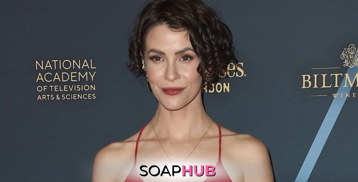 Days of our Lives Linsey Godfrey with the Soap Hub logo.