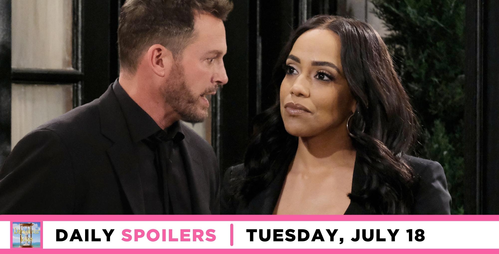 days of our lives spoilers for july 18, 2023, have brady put on the spot by jada.