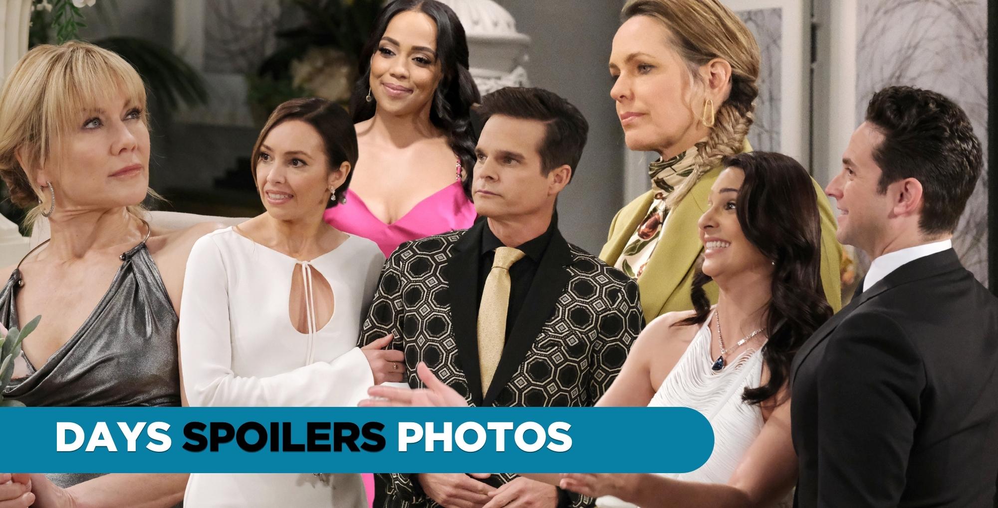 days of our lives spoilers photos for july 28, 2023, a collage of many.