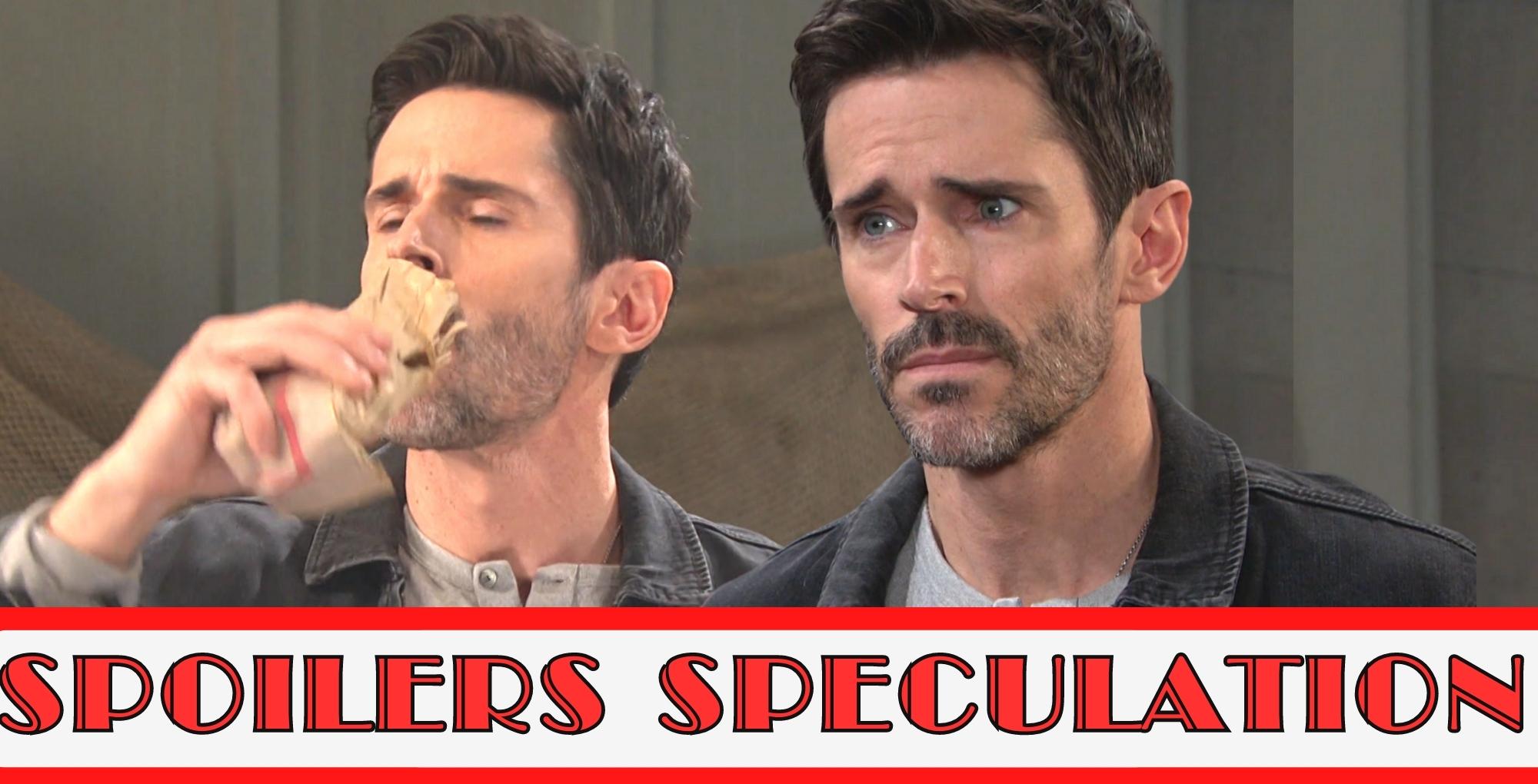 days spoilers speculation, double image of shawn drinking and looking sad.