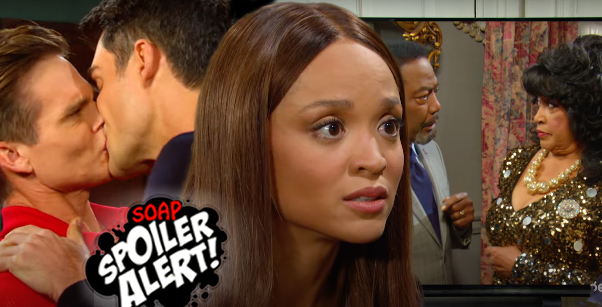 days spoilers video promo collage dimitri kissing leo, lani shocked, abe and paulina on soap.