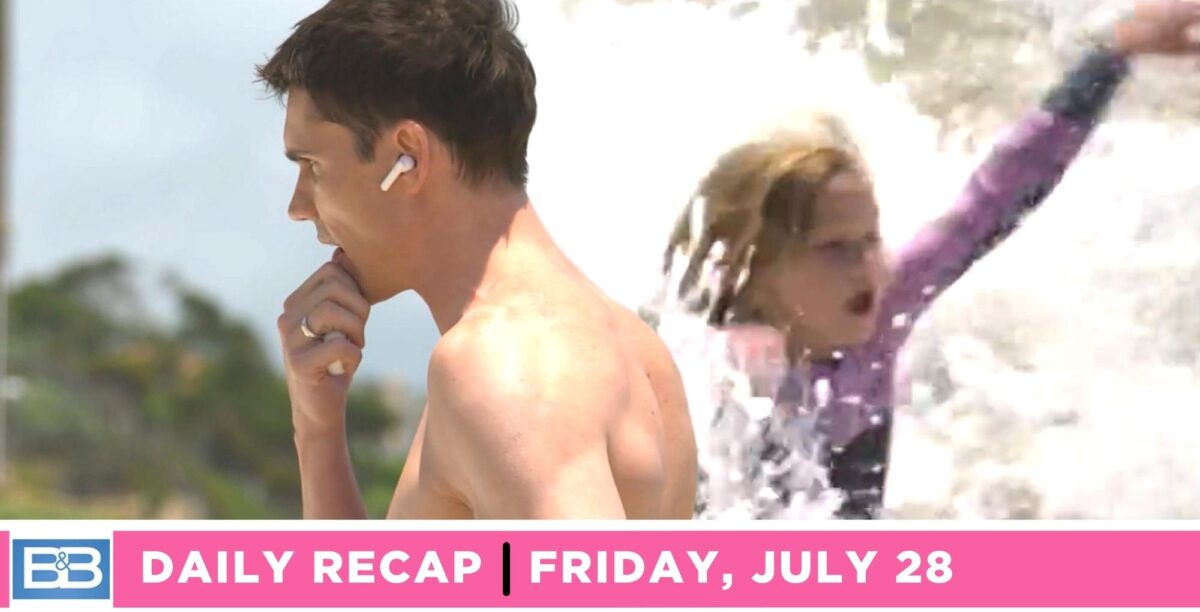 the bold and the beautiful recap for friday, july 28, 2023, finn on the phone and kelly in peril.