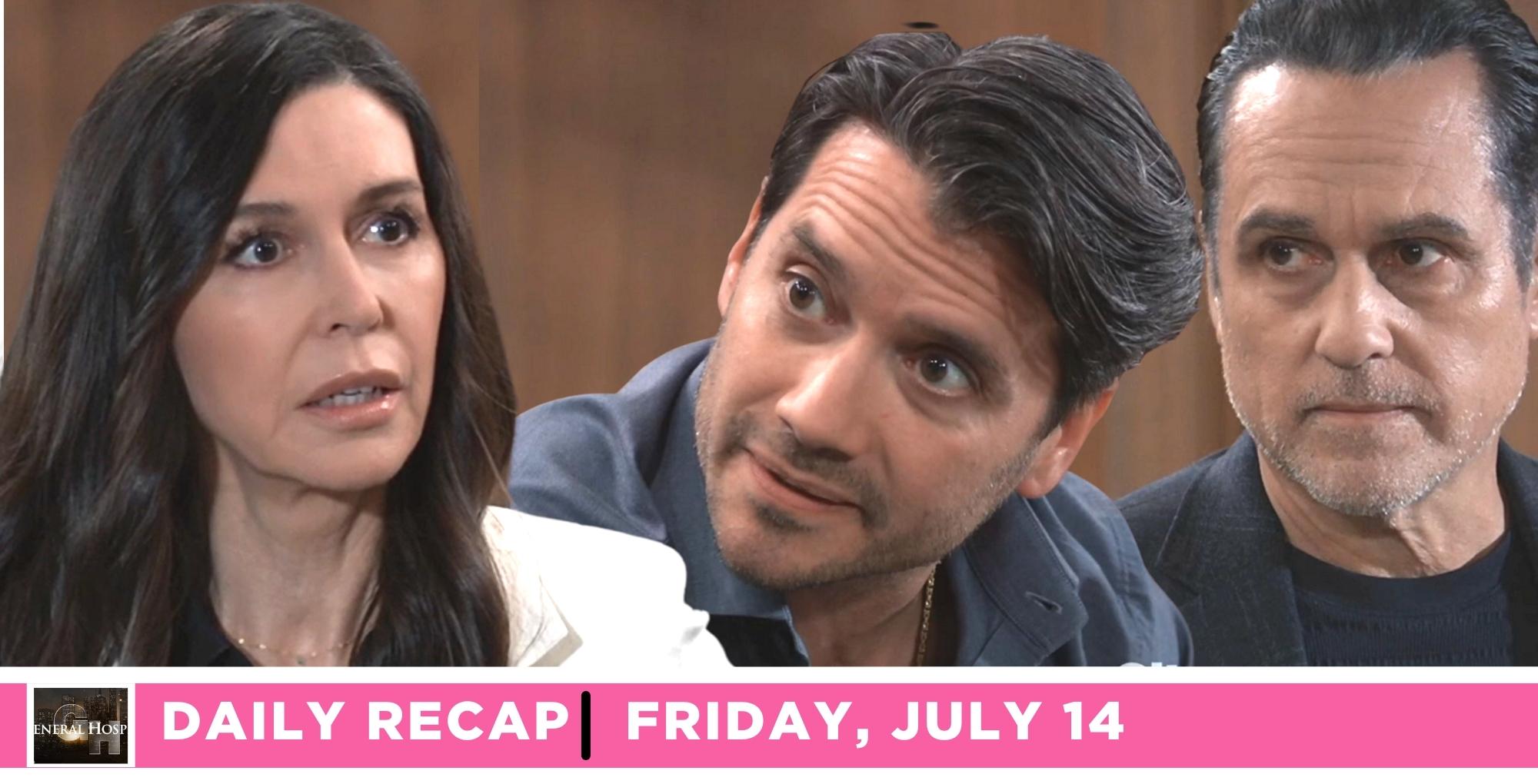 the general hospital recap for july 14 2023 has anna sonny and dante discussing the shooting.
