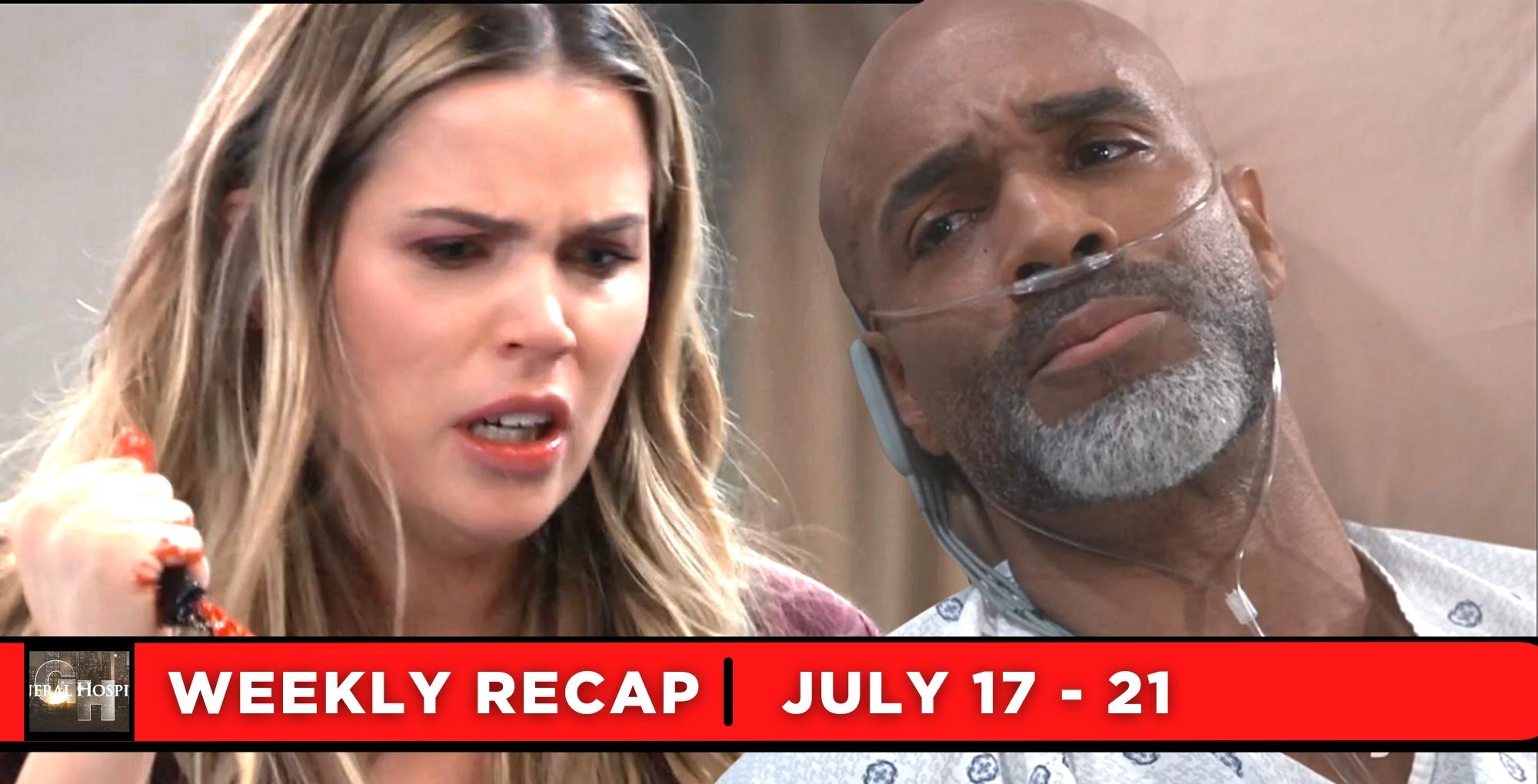 general hospital recaps for july 17 – july 21, 2023, two images sasha and curtis.