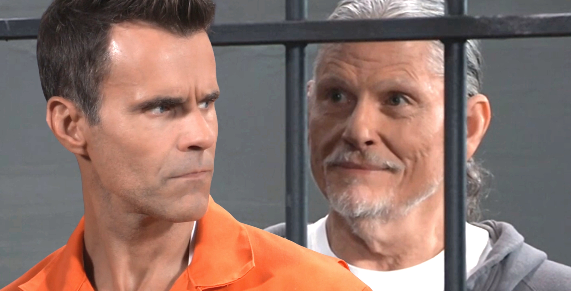 drew cain and cyrus renault behind bars on general hospital.