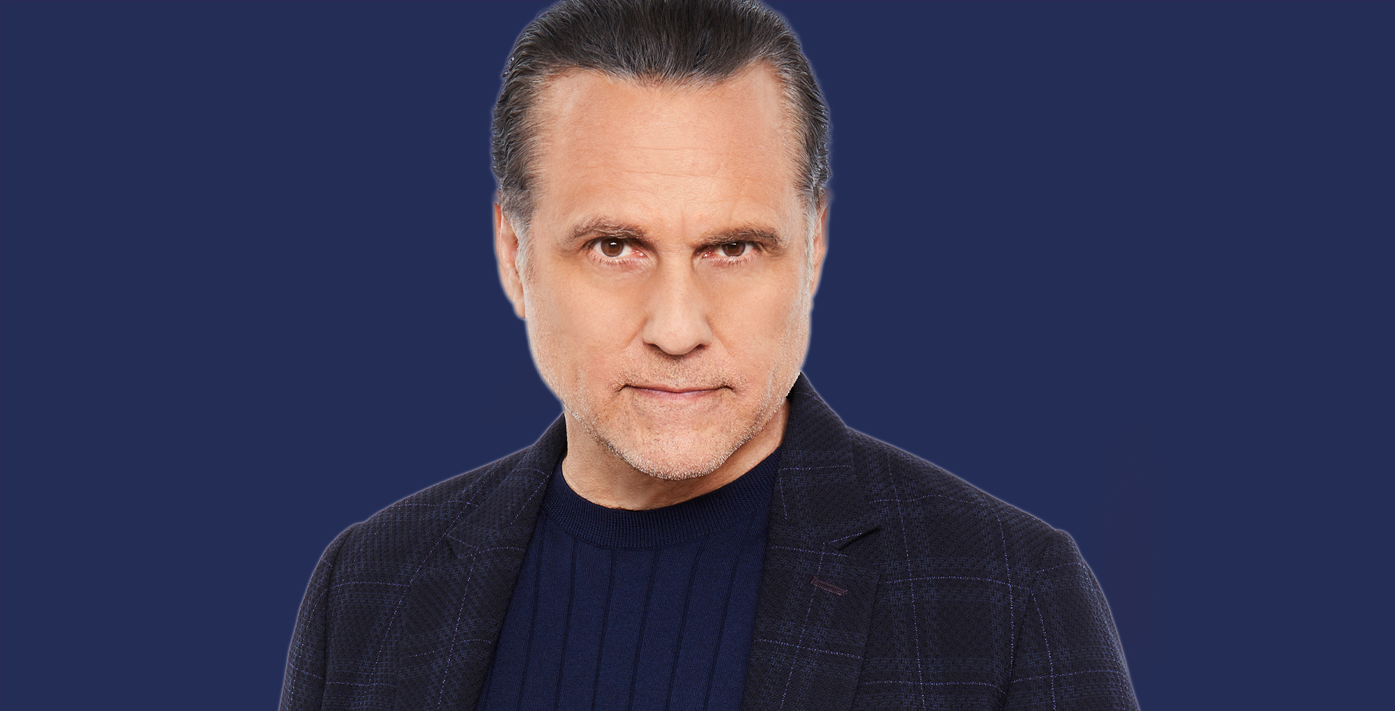 maurice benard who plays sonny on general hospital against a blue background