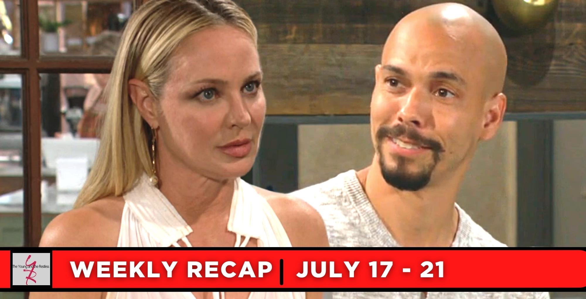 the young and the restless recaps for july 17 – july 21, 2023, two images sharon and devon.