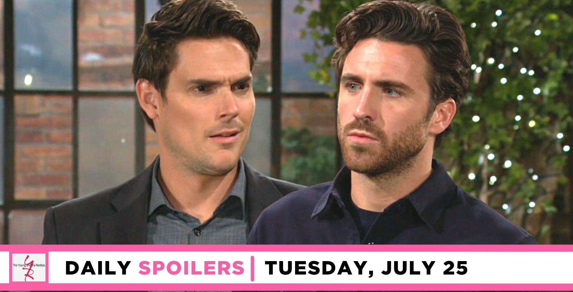 y&r spoilers for july 25 tease that chance suspects adam's motives.
