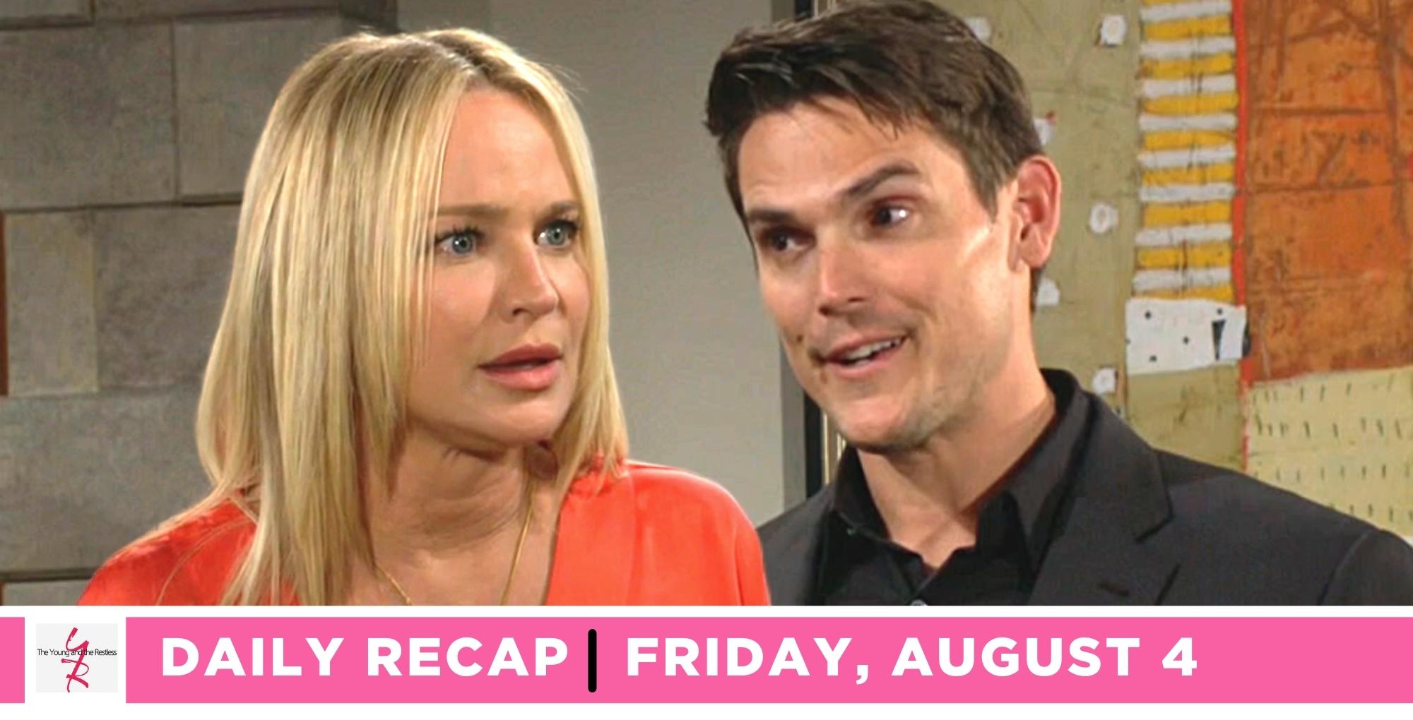 young and the restless recap for august 4, 2023, has adam pushing sharon to admit something.