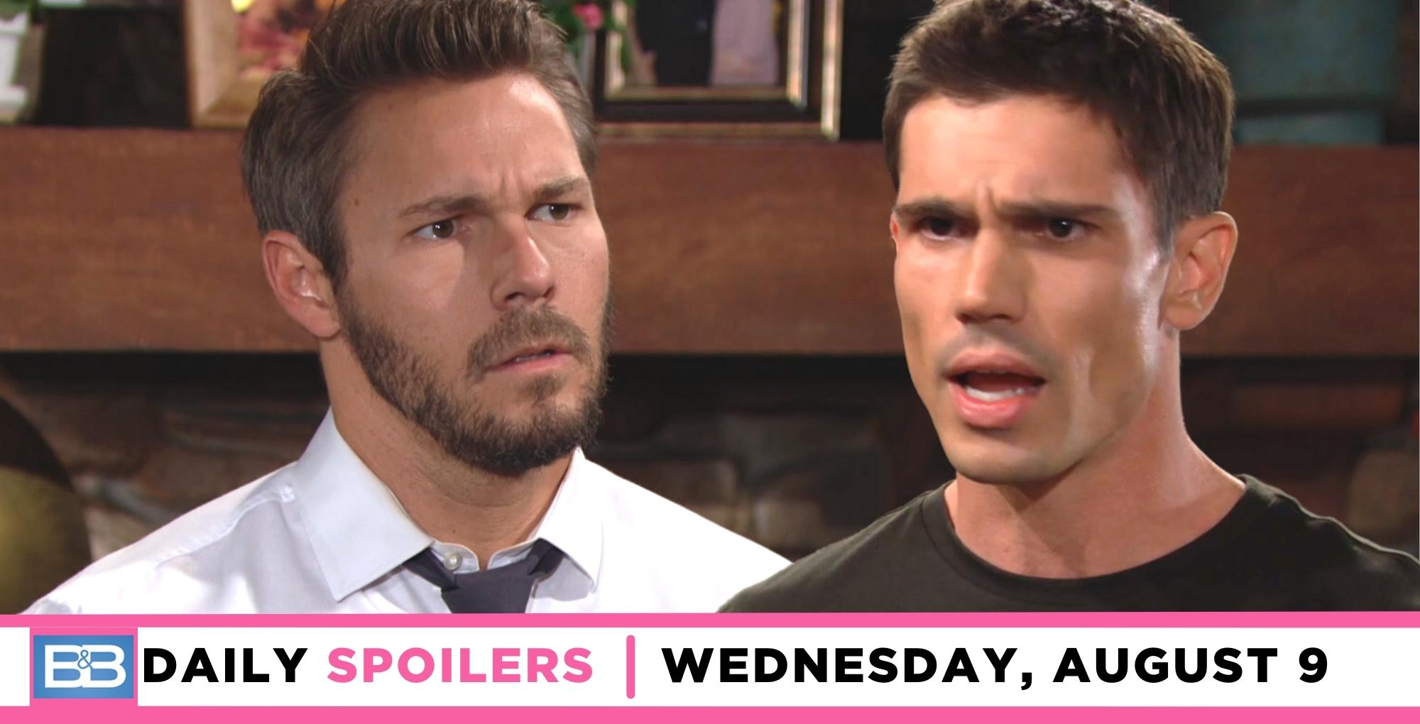 the bold and the beautiful spoilers for august 9, 2023, have liam and finn facing off.