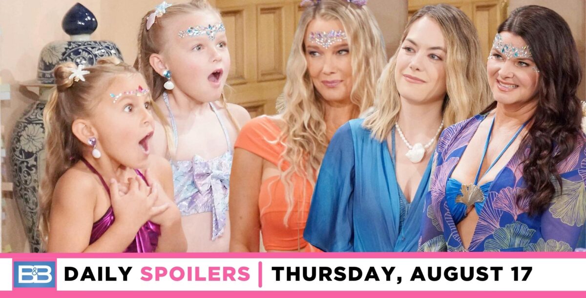 the bold and the beautiful spoilers for august 17, 2023, have beth, kelly, donna, hope, and katie.