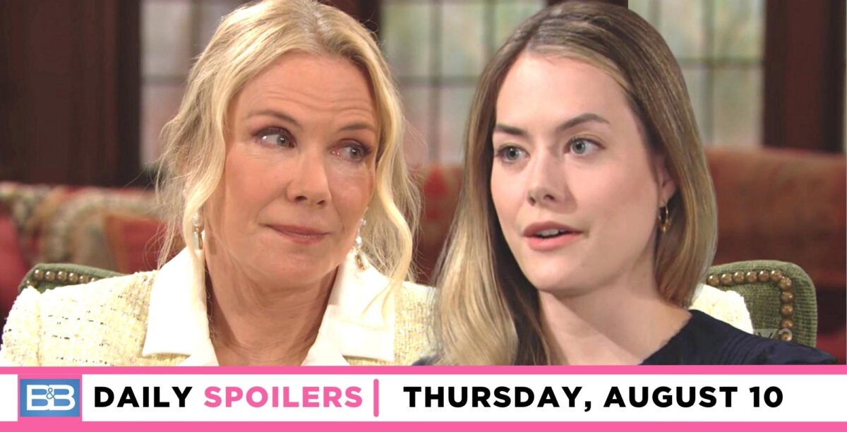 the bold and the beautiful spoilers for august 10, 2023, have brooke and hope talking.