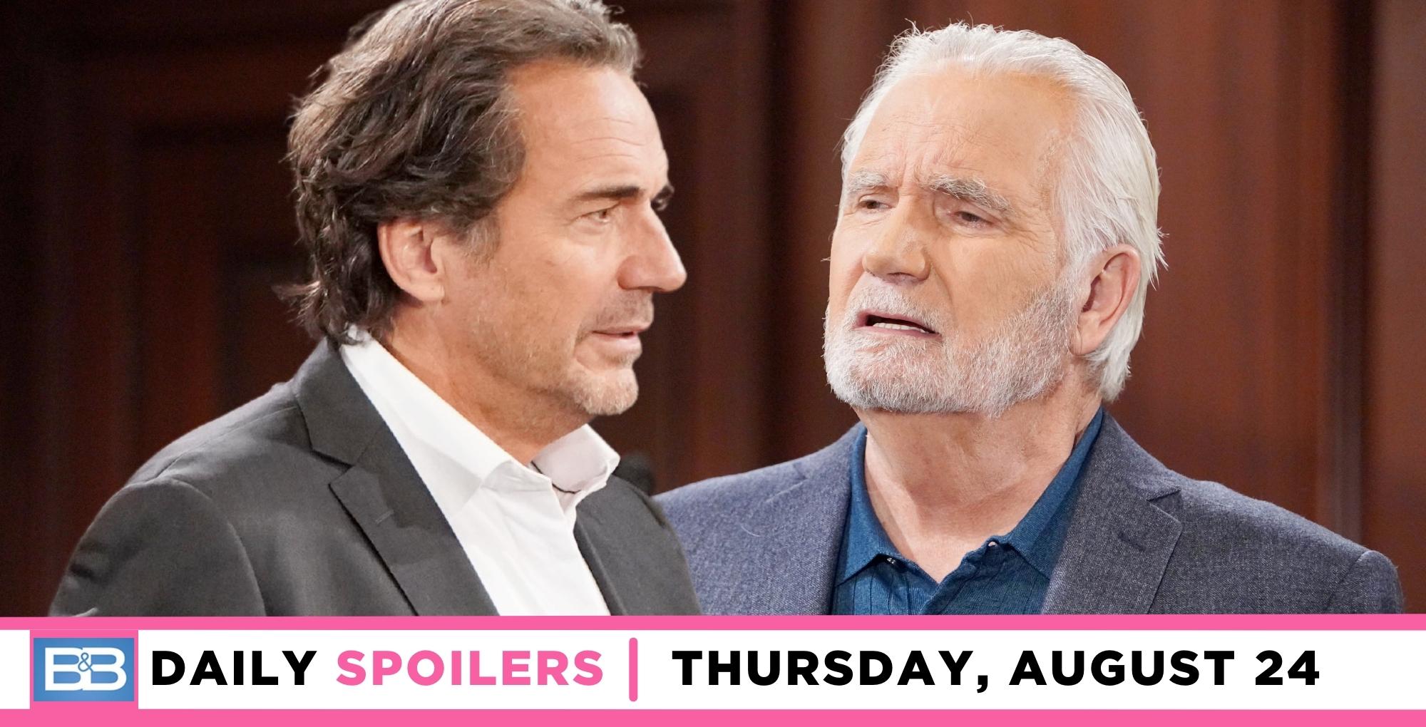 bold and the beautiful spoilers for august 24 ridge and eric clash.