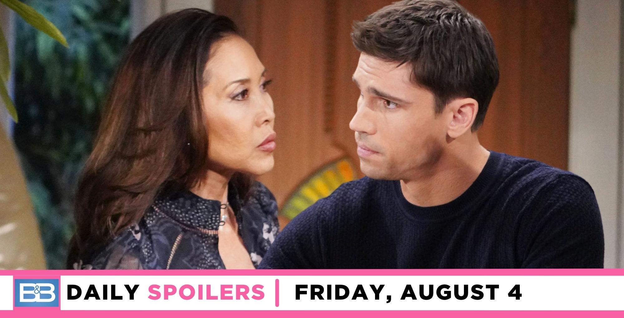 bold and the beautiful spoilers for august 4, 2023, have li and finn talking.