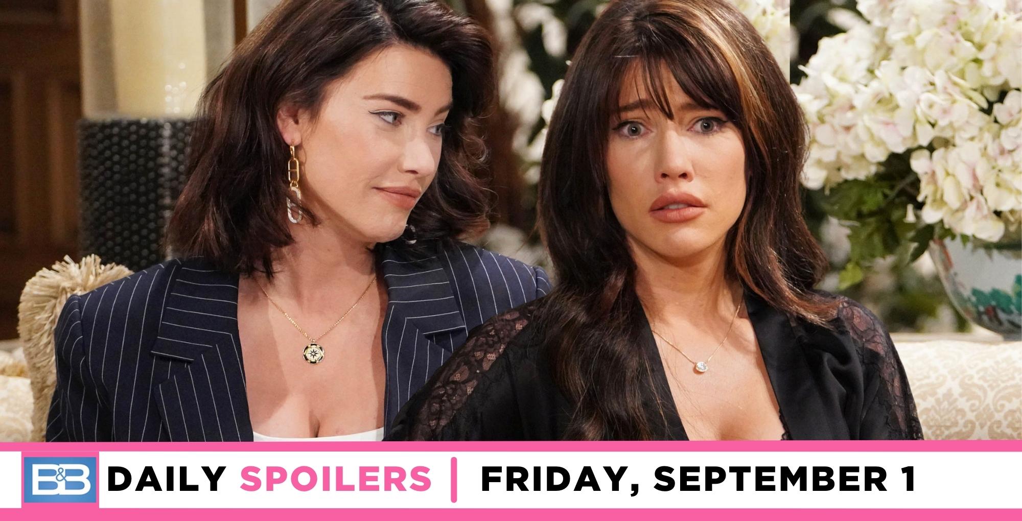 the bold and the beautiful spoilers for september 1, 2023, have two images of steffy.