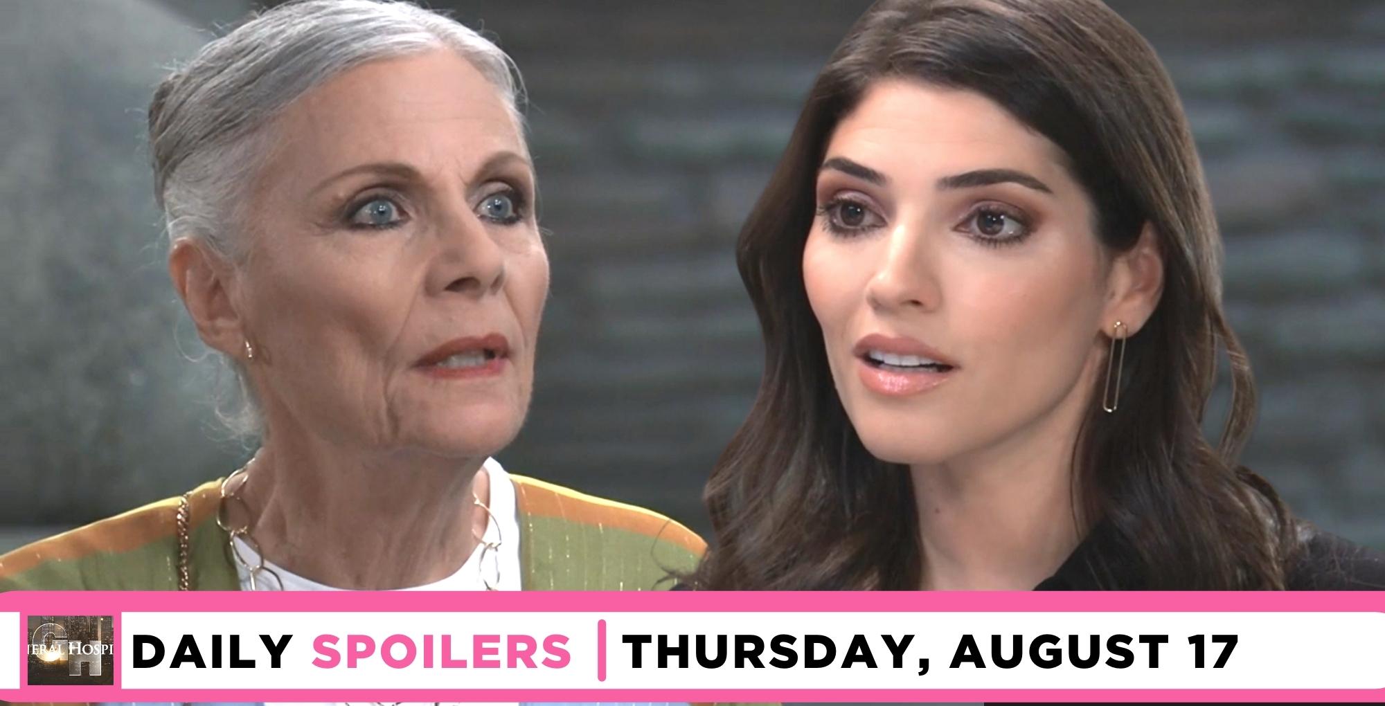 general hospital spoilers for august 17, 2023, has tracy and brook lynn talking.