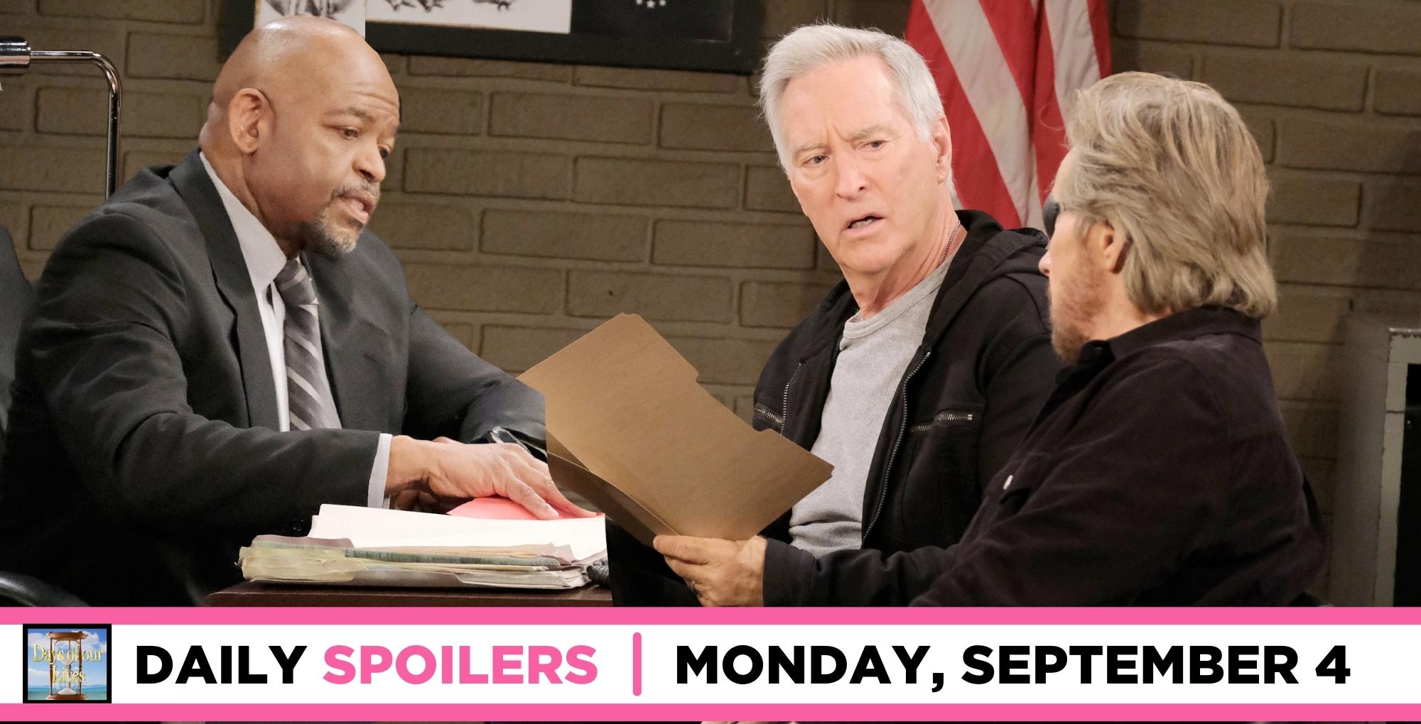days of our lives spoilers for september 4, 2023, have john and steve investigating a mystery.