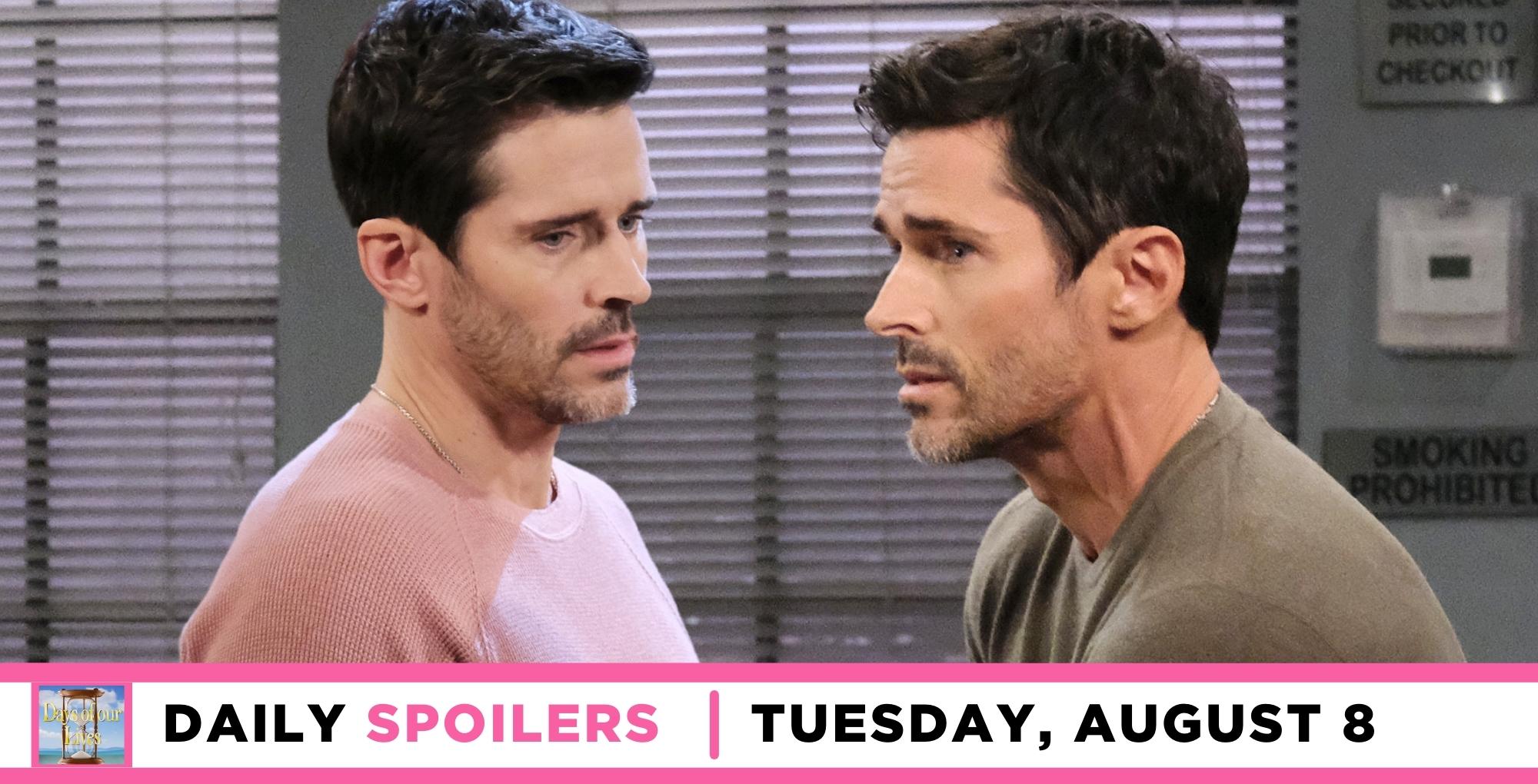 days of our lives spoilers for august 8, 2023, have double image of shawn brady.