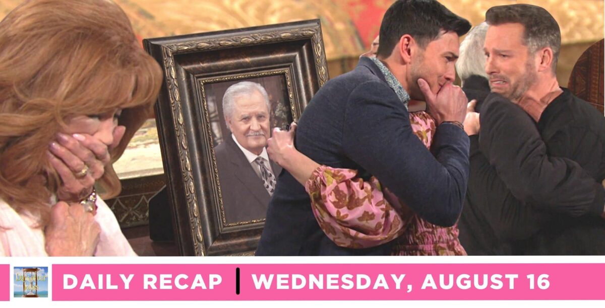 days of our lives recap for wednesday, august 16, 2023, collage of photos including a sobbing maggie.