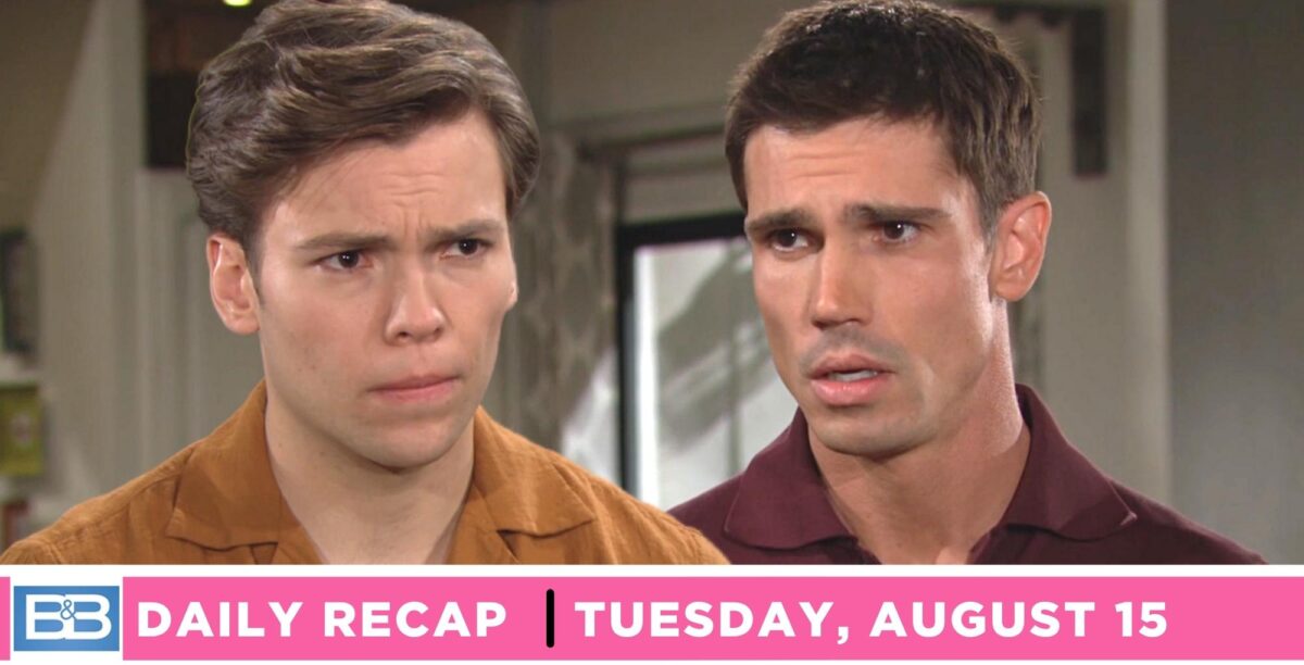 finn cried to r.j. forrester on the bold and the beautiful recap for tuesday, august 15, 2023.