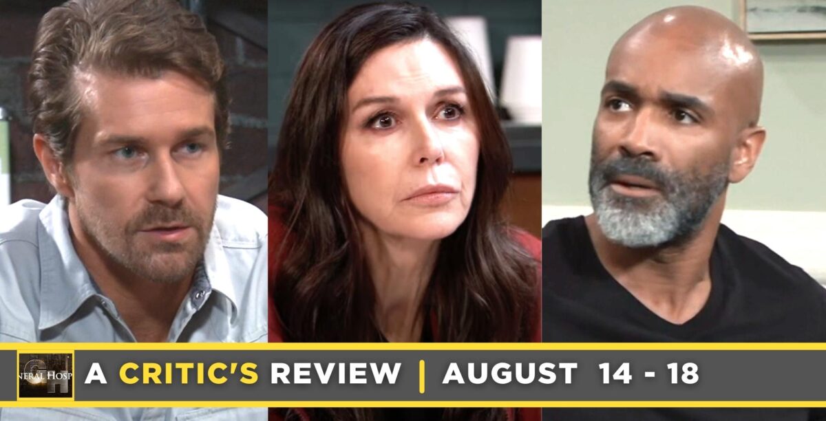 general hospital critic's review for august 14 – august 18, 2023, three images, cody, anna, and curtis.