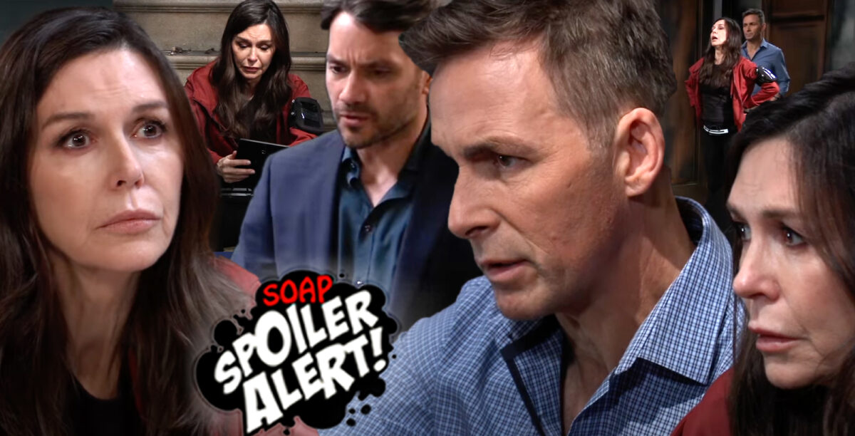 gh spoilers video collage of anna, her burned house, dante, and anna with valentin.