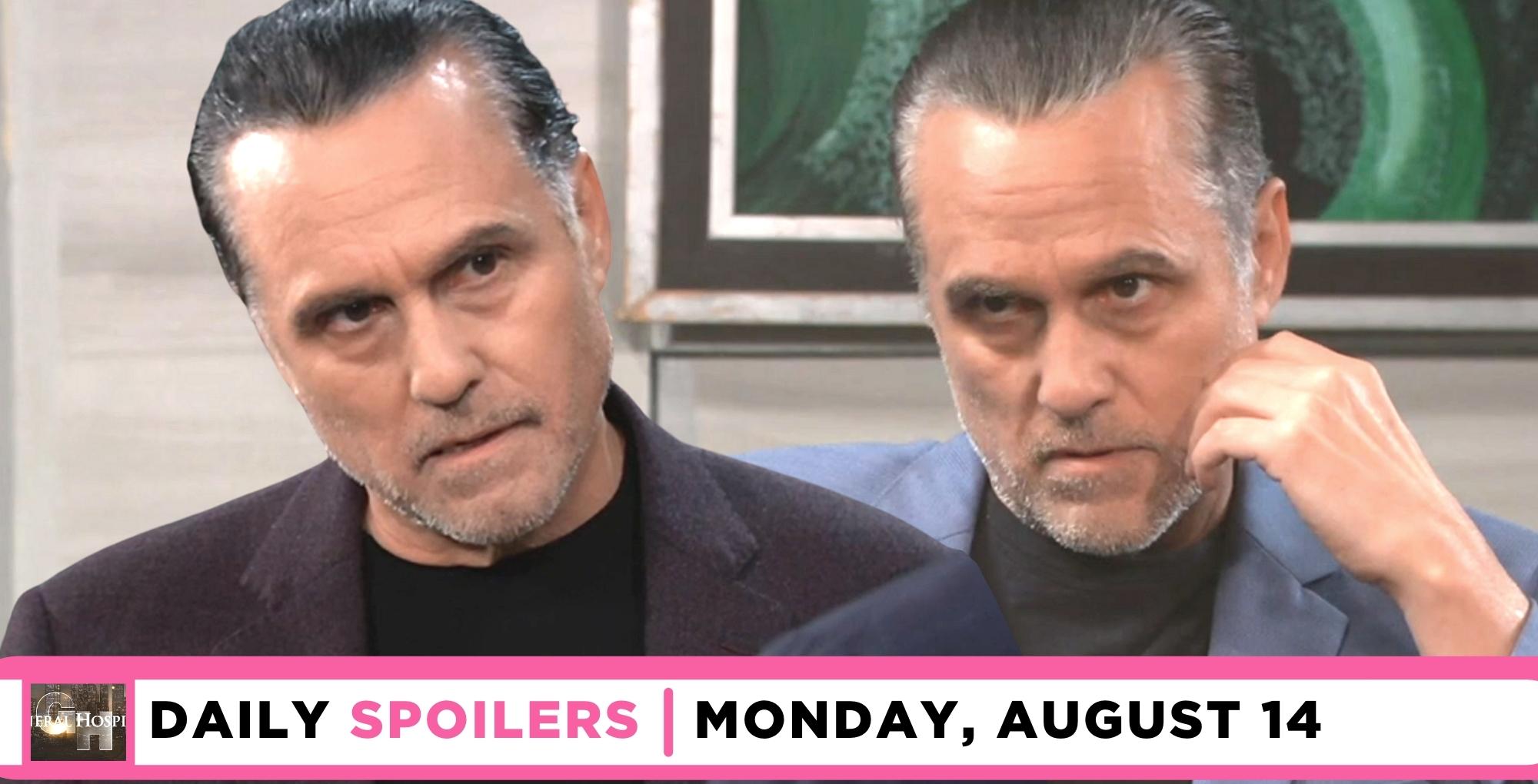 general hospital spoilers for august 14, 2023, have double image of sonny.