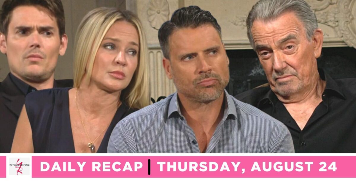 the young and the restless recap for august 24, 2023, has adam, sharon, and nick facing victor.