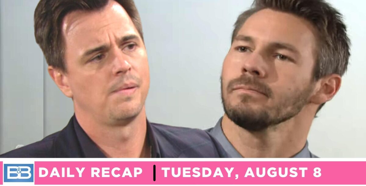 the bold and the beautiful recap for tuesday, august 8, 2023, two images, wyatt and liam.