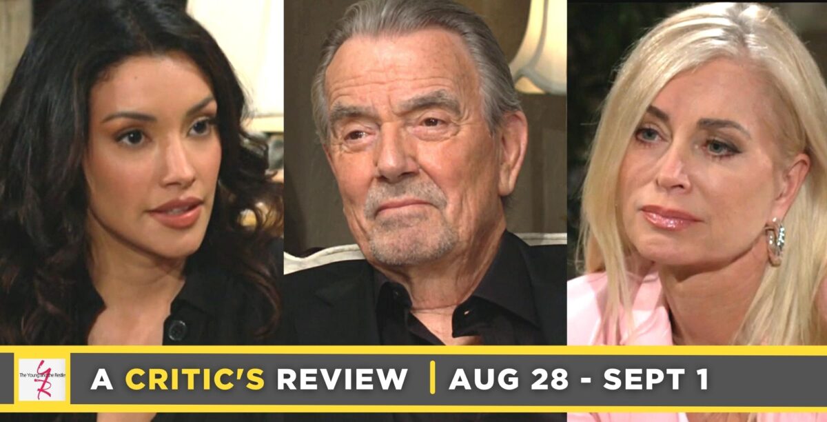 the young and the restless critic's review for august 28 – september 1, 2023, three images audra, victor, and ashley.