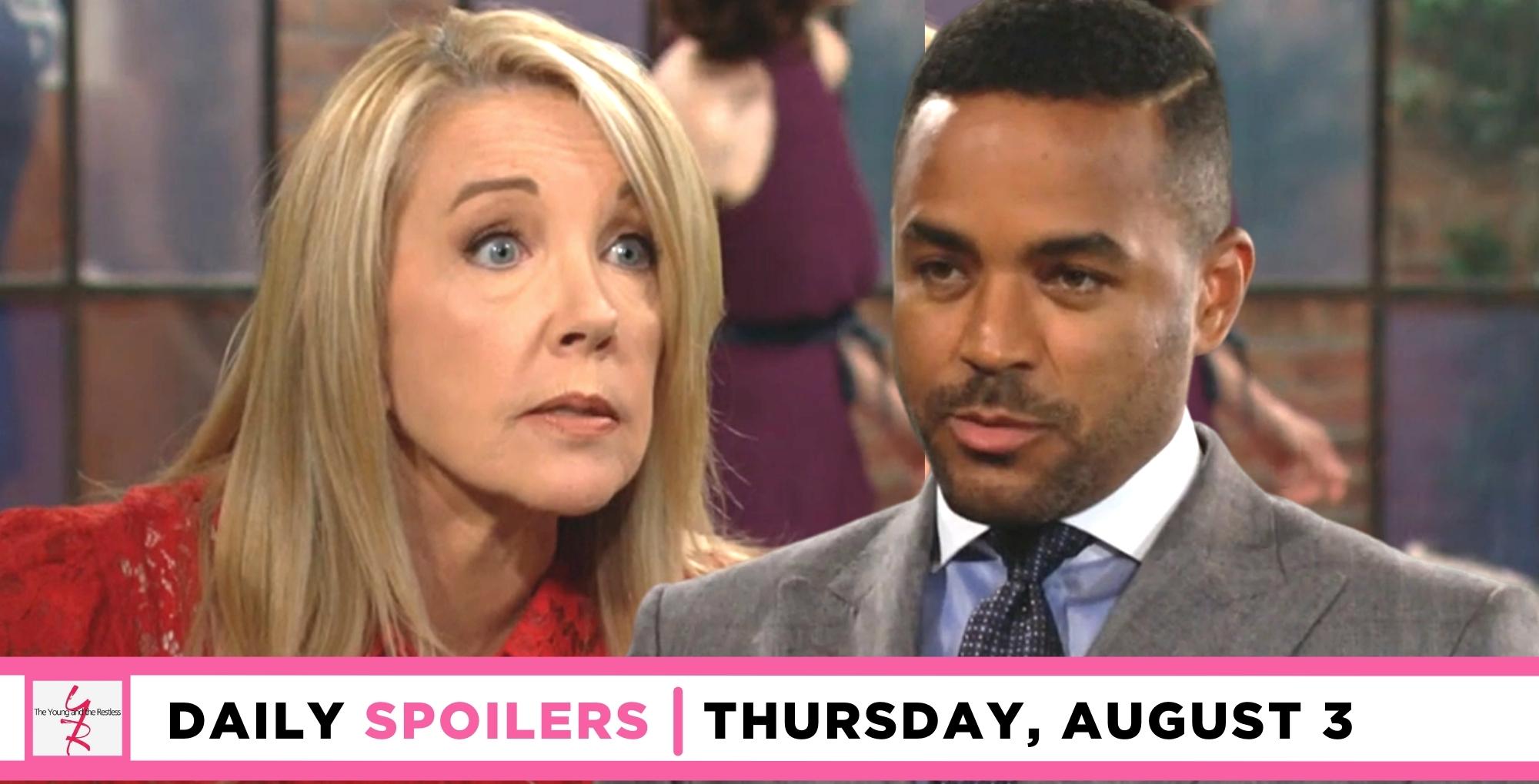 the young and the restless spoilers for august 2, 2023, has nikki talking with nate.