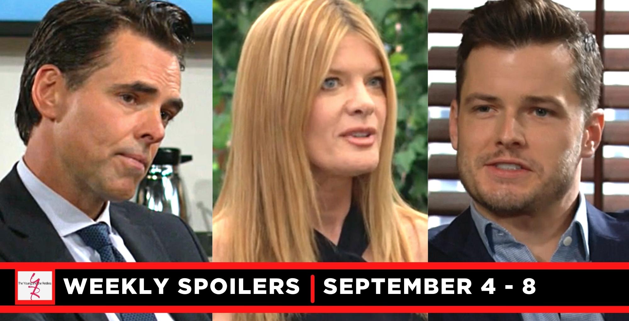 the young and the restless spoilers for september 4 – september 8, 2023, three images, billy, phyllis, and kyle.