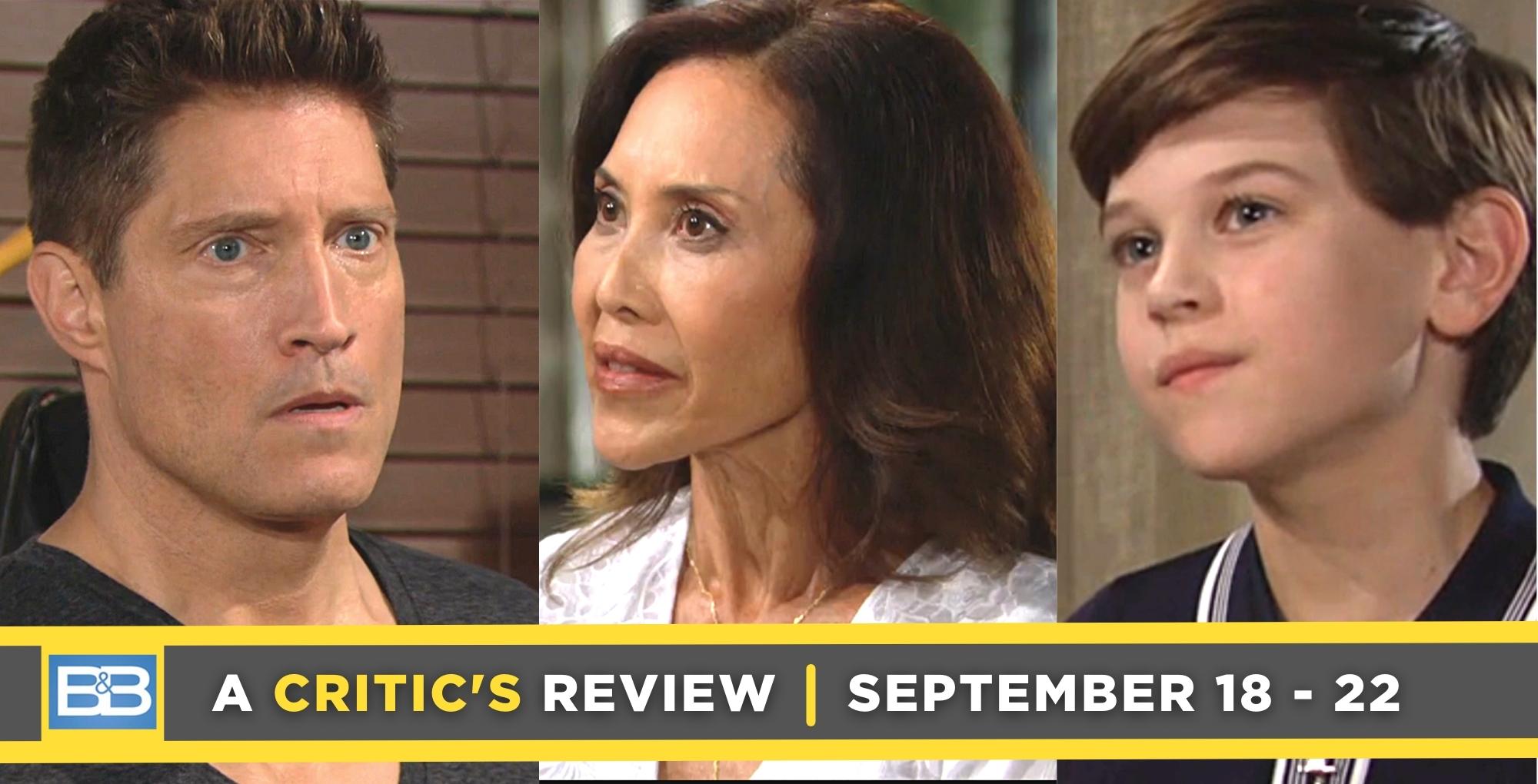 the bold and the beautiful critic's review for september 18 – september 22, 2023, three images, deacon, li, and douglas.