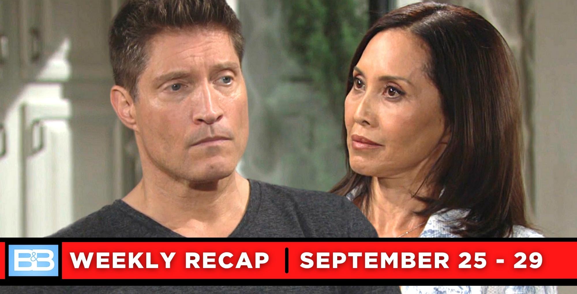 the bold and the beautiful recaps for september 25 – september 29, 2023, two images, deacon and li.