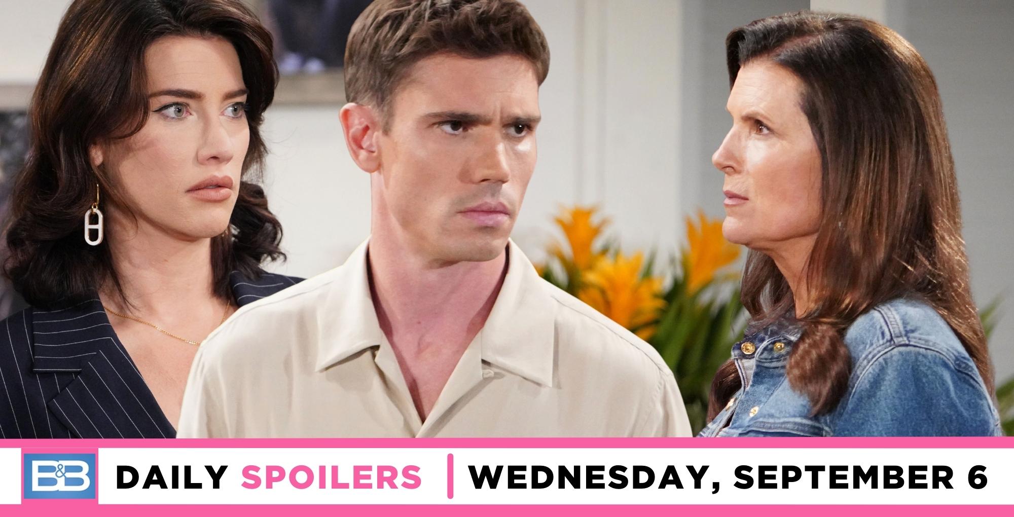 bold and the beautiful spoilers for september 6, 2023, have finn protecting steffy from sheila.