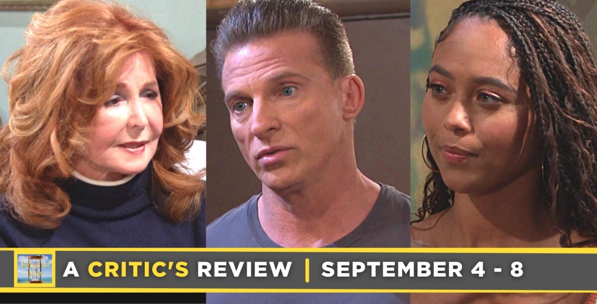 days of our lives critic's review for september 4 – september 8, 2023, three images, maggie, harris, and talia.