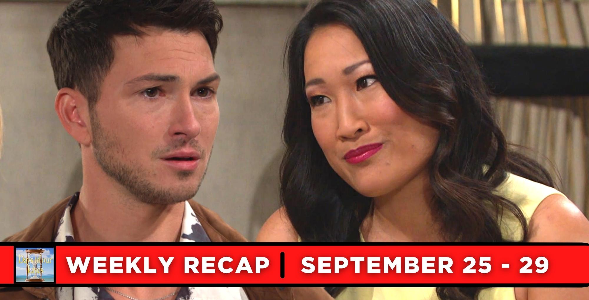 days of our lives recaps for september 25 – september 29, 2023, two images, alex and melinda trask.