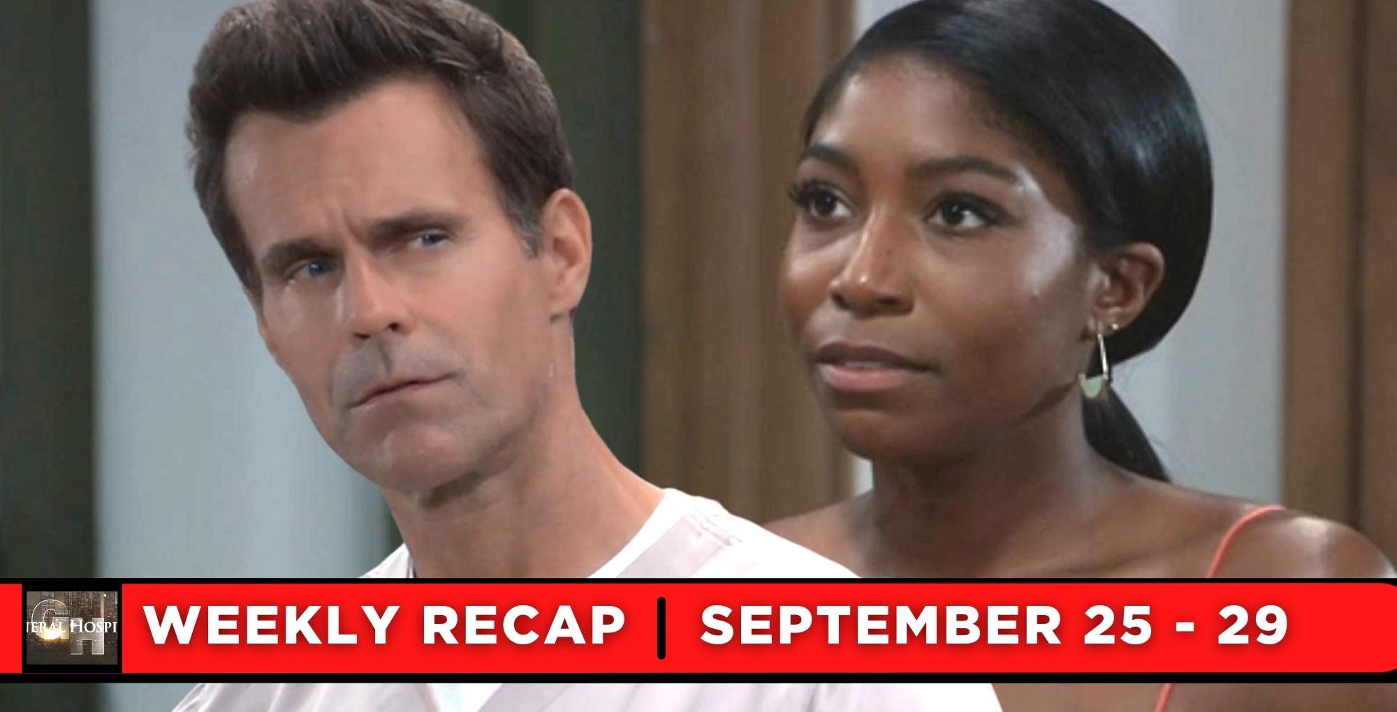 general hospital recaps for september 25 – september 29, 2023, two images, drew and trina.