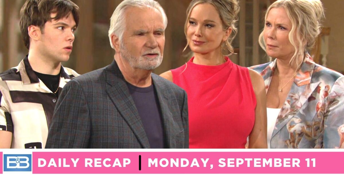 eric forrester spilled his top-secret plan on the bold and the beautiful recap for monday, september 11, 2023.
