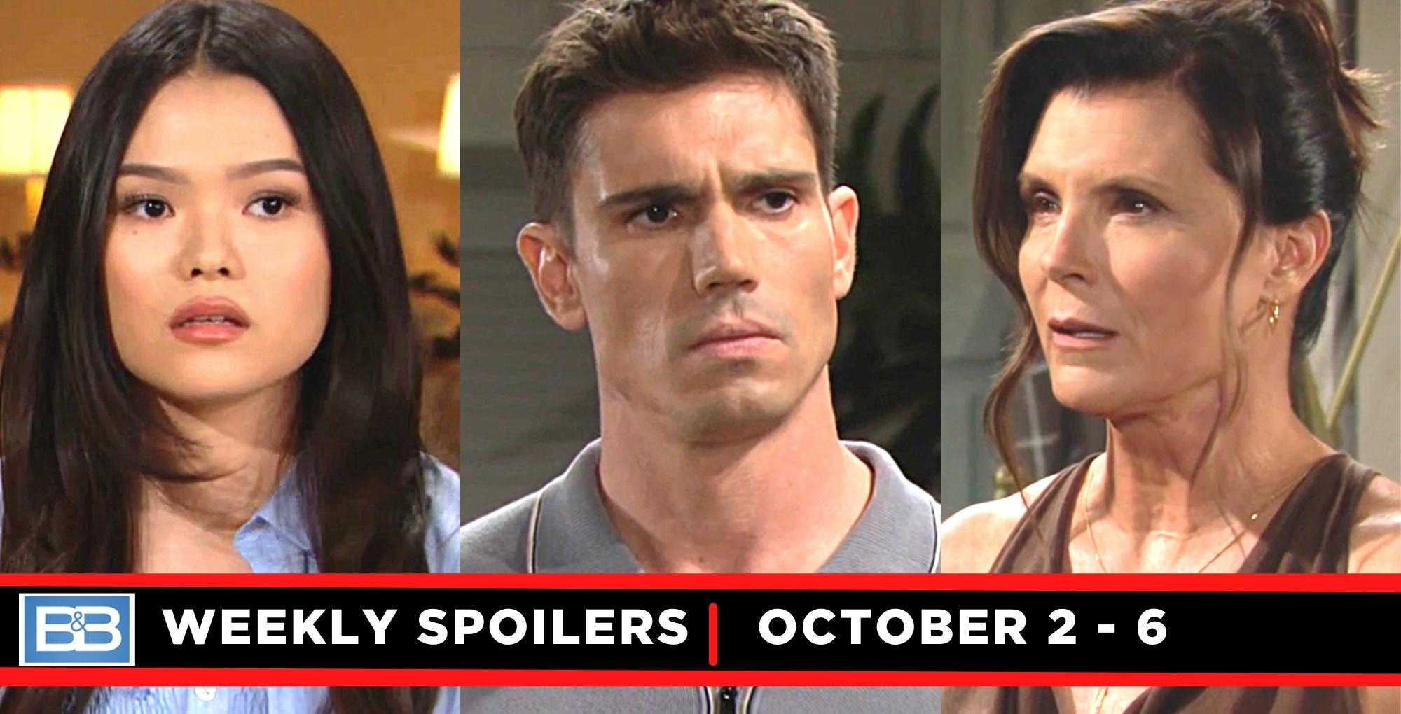 the bold and the beautiful spoilers for october 2-6, 2023, has luna, finn, and sheila.